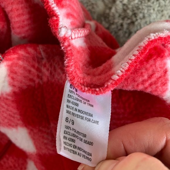 Fleece hooded unisex baby suit 6-9 red white - Picture 7 of 8